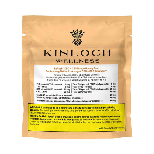 Kinloch Wellness Refresh - CBG + CBD Mango Gummy Drop