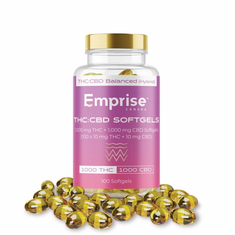 Emprise 1,000 mg THC + 1,000 mg CBD Softgels (100 x 10 mg THC + 10 mg CBD)